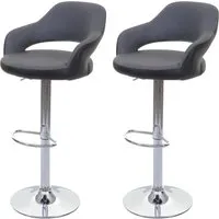PROREGAL 2er-Set Barhocker mit Lehne – Höhenverstellbare Kunstleder-Sitzgelegenheit - Stilvolles 2er-Set Barhocker in grau-schwarz, höhenverstellbar von 61 bis 81 cm. Mit gepolsterten Armlehnen und Fußablage für höchsten Komfort. Ideal für Küche, Bar oder Essbereich.