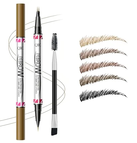 Augenbrauenstift Wasserfest, 2-in-1 Dual-Ended Microblading Augenbrauenstift, Eyebrow Pencil Kann Leicht Natürliche Augenbrauenfarbe (02# Braun)