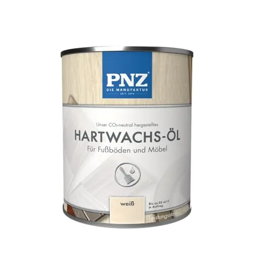 PNZ Hartwachs-Öl farbig (weiß) 2,50 l - 07782 - Holzöle: Schützt Holzoberflächen vor Feuchtigkeit und UV-Strahlung, ideal für Innenräume. Zertifiziert speichel- und schweißecht, perfekt für Kinderspielzeug und Möbel.