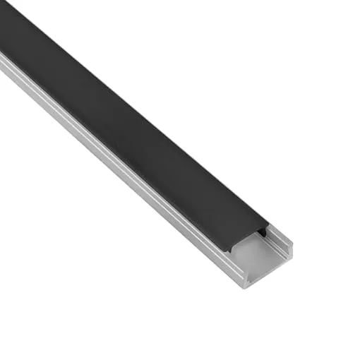 tktrading24 A15 LED Aluprofil Silber mit Abdeckung in schwarz von tktrading24