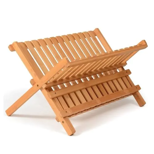 Begryf, Abtropfgestell Bambus klappbar – Geschirrabtropfer 2 Ebenen aus Holz, Faltbarer Geschirrständer für Teller & Tassen – Geschirr Abtropfgestell für Küche