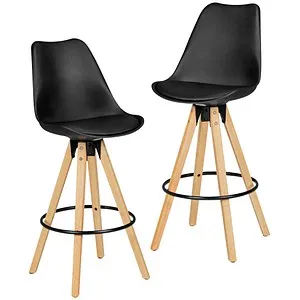 Wohnling Barhocker WL5.046, 77cm mit Lehne, schwarz, 2 Stück