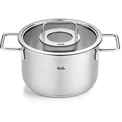 Fissler Pure Collection Edelstahl-Kochtopf 20 cm - Kochtopf aus 90 % recyceltem Edelstahl, ideal für alle Herdarten inklusive Induktion. Integrierte Mess-Skala und breiter Schüttrand für einfaches Ausgießen.