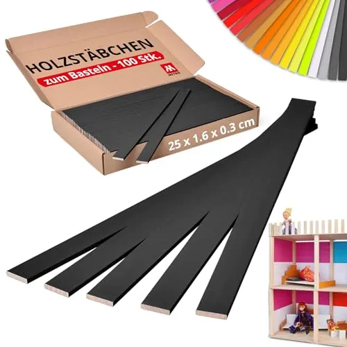 Metrie Holzstäbe zum Basteln in schwarz von M METRIE