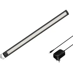ledscom.de LED Unterbau-Leuchte SIRIS schwarz matt mit Netzteil, Eckmontage, flach, 50cm, 655lm, weiß
