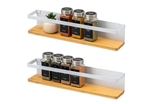 eluno Gewürzregale 2er Set mit Bambusboden in weiß von eluno