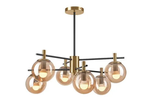 Licht-Erlebnisse Deckenleuchte PADAD, ohne Leuchtmittel, Metall Rauchglas E14 in Gold Schwarz Kugel Schirm Modern