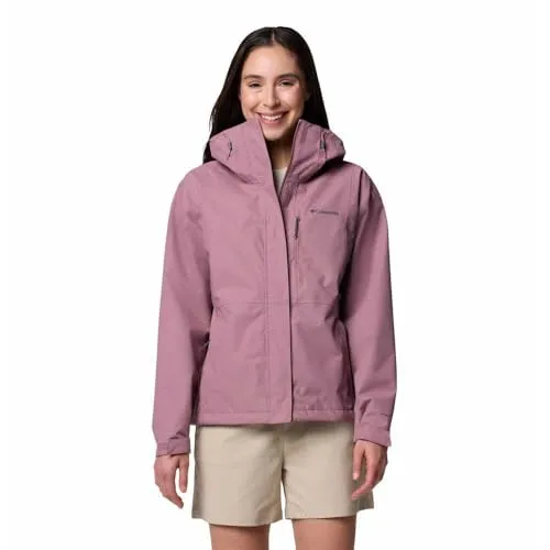 Columbia Hikebound™ II Jacke Rosa XS für Frauen - Wasserdichte Skijacke mit atmungsaktiver Konstruktion und verstellbarer Kapuze, ideal für regnerische Wanderungen und Outdoor-Aktivitäten.