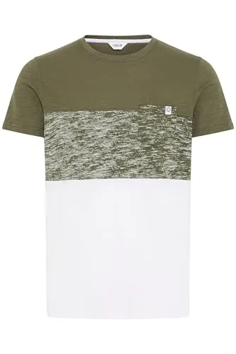 !Solid SDSinor Herren T-Shirt Kurzarm Shirt mit Streifen Rundhals-Ausschnitt Brusttasche 100% Baumwolle Regular fit, Größe:XL, Farbe:Ivy Green (3797)