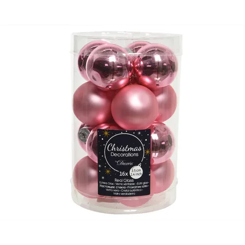Christbaumkugeln lipstick pink -  Glanz & Matt - 16 Stück Glas 35 mm Durchmesser
