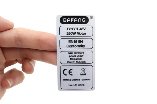 Stück Mittel-Motor Legal Sticker Aufkleber Typenschild 250W 48V CE BBS01 BBS01 2