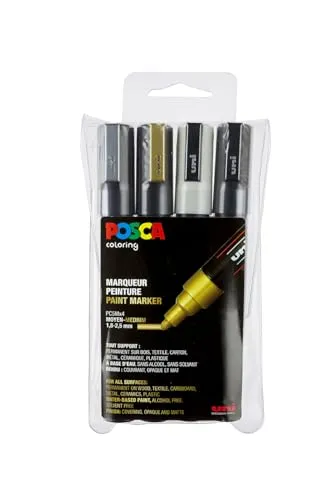 posca PC5M Metallische Marker, 2,5 mm, 4 Stück