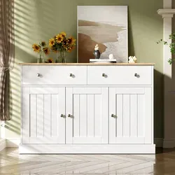 Graviertes Sideboard Modern, Eleganter Stauraumschrank Mit Großem Stauraum Für Wohnzimmer.