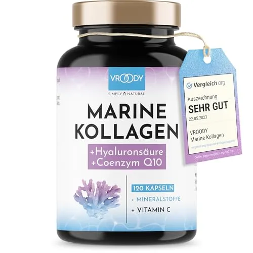Premium Marine Kollagen Kombo 1000mg + Q10 - Kollagen-Präparate mit hochbioverfügbarem Fisch-Kollagen und wichtigen Vitaminen zur Unterstützung von Haut und Haaren; ideal für die tägliche Pflege.