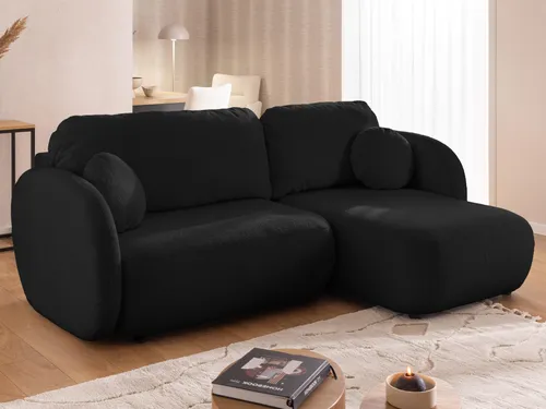 Candy Ecksofa L-Form Schwarz mit Schlaffunktion & Stauraum in schwarz von S-Style Möbel