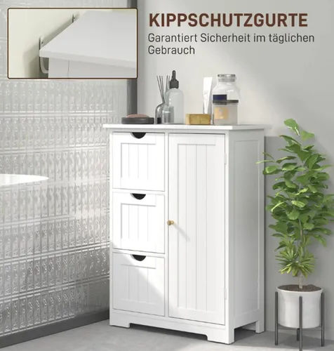 Badezimmerschrank mit 3 Schubladen und Regal in Weiß