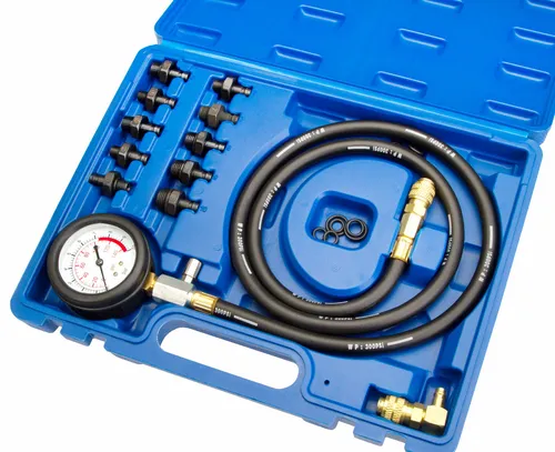 Öldrucktester mit vielen Adaptern im Koffer - Kompressions- & Vakuumprüfer, ideal zum präzisen Testen des Öldrucks in Kraftfahrzeugen – inklusive umfangreicher Adapter für vielseitige Anwendungen.