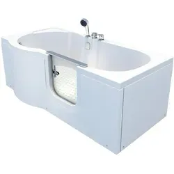 AcquaVapore by Sandra Jentho Seniorenwanne, Weiß, Glas, Kunststoff, Metall, Rechteckig, 170x60x85 cm, CE, Badezimmer, Baden & Duschen, Badewannen