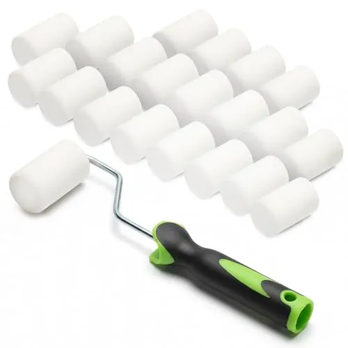 ToolSpace 20x Lackierwalze 5 cm mit Griff Superfein Schaumstoffrolle 50 kg/m³ Schaumstoff Dichte Lacke Lasur Acryl Lösungsmittelbeständig Nicht-Aggressive Malerrolle Lackrolle Feinarbeiten Türen Möbel
