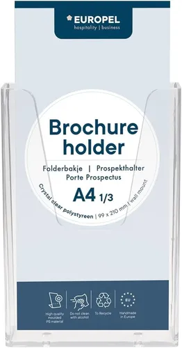 EUROPEL Wand-Prospekthalter 1/3 DIN A4 1 Fach glasklar