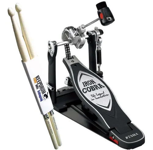 Tama Schlagzeug Tama Fußmaschine Iron Cobra HP900RN mit Schlagzeugstöcken