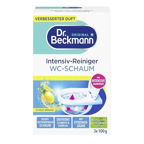 delta pronatura GmbH Dr. Beckmann Aktivkohle WC-Schaum, WC-Reiniger für intensive Sauberkeit in der Toilette, 1 Packung = 3 x 100 g 7792