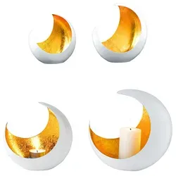 Marrakesch Orient & Mediterran Interior Kerzenständer 2er Set - Handgefertigte Deko Teelichthalter in elegantem Weiß, perfekt für eine stimmungsvolle Atmosphäre in Ihrem Zuhause.