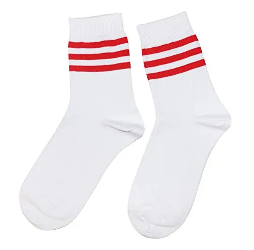 Weri Spezials Klassische Damen Socken mit modischen Designs! In mehreren Mustern- und Farbvariationen! (35-38, Weiß-Rot mit Ringel)