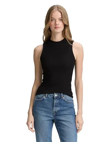 TOM TAILOR Denim Damen 1043074 Top, 14482-Deep Black, XL