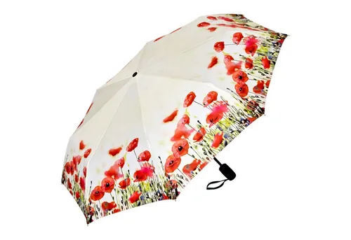von Lilienfeld Taschenregenschirm Mohnblumen - Taschenschirm mit Auf-Zu-Automatik und UV-Schutz, stabil und leicht, ideal für unterwegs mit einem schönen Blumenmotiv.