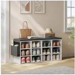 Woltu Schuhbank mit 12 Fächern - Praktisches Schuhregal für Flur, 102x30x48,5 cm, mit abnehmbarem, waschbarem Bezug und Platz für bis zu 12 Paar Schuhe - ideal für Ordnung und Stil.