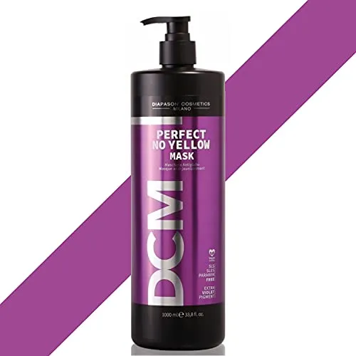 DCM Diapason Perfect NO YELLOW Maske 1000ml - Pflegende Haarmaske für graues und gesträhntes Haar. Entfernt unerwünschte Tönungen und sorgt für strahlende Farbfrische. Mit speziellen Pigmenten und wertvollen Extrakten für eine intensive Pflege.