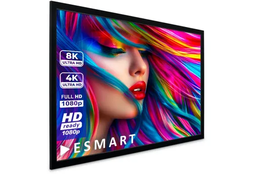 ESMART Professional MIRALE Rahmenleinwand 160x90 cm - Beamer-Leinwand im 16:9 Format für Heimkino und Präsentationen, mit grauem diffusen Stoff für hohe Kontraste und einfache Wandmontage.