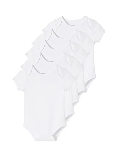 Vertbaudet 5er-Pack Baby Kurzarm-Bodys BASIC in Weiß 74 - Praktische Schlupfform mit Druckknopfverschluss im Schritt für einfaches An- und Ausziehen. Ideal für jeden Tag und bequem für Ihr Baby.