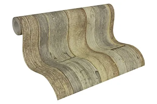 A.S. Création Vliestapete Dekora Natur Tapete in Vintage Holzoptik 10,05 m x 0,53 m braun creme gelb Made in Germany 959313 95931-3