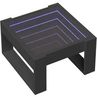 vidaXL Couchtisch mit Infinity-LED Schwarz 50x53x30 cm - Moderner Couchtisch mit LED-Infinity-Spiegel für ein individuelles Ambiente. Robuste Holzwerkstoffplatte, vielseitig einsetzbar als Beistell- oder Ablagetisch.