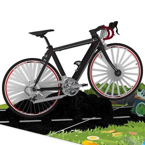 Pop-Up, 3D Fahrrad Grußkarte oder Geschenk zum Geburtstag, Rennrad