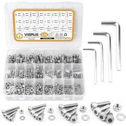 Schrauben M3 M4 M5 M6 A270 Edelstahl Innensechskant Zylinderschrauben Set - Entdecke unser Schrauben Set mit M3, M4, M5 und M6 Innensechskant Zylinderschrauben aus hochwertigem Edelstahl. Ideal für präzise Montagen und langlebige Verbindungen – inklusive Muttern und Unterlegscheiben, alles übersichtlich sortiert.