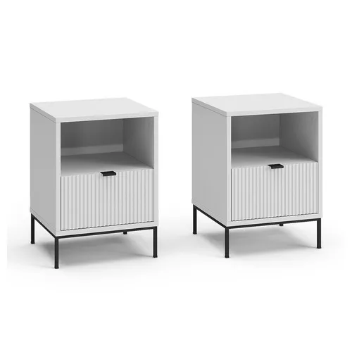 Vicco Nachtschrank Eliza, Weiß, 2er Set - Moderne Nachtschränke mit einem eleganten Design, ausgestattet mit einer Schublade und einem offenen Fach für praktischen Stauraum. Ideal für jedes Schlafzimmer!