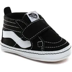 Vans SK8-Hi Crib Lauflernschuh mit Klettverschluss für Babys - Lauflernschuhe für Babys in Größe 16, atmungsaktives Obermaterial aus Leder und Textil, mit verstellbarem Klettverschluss für einfaches An- und Ausziehen.