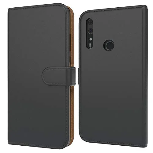 EAZY CASE Tasche kompatibel mit Huawei P Smart Z / Y9 Prime (2019) Schutzhülle mit Standfunktion Klapphülle Bookstyle, Handytasche Handyhülle mit Magnetverschluss und Kartenfach, Kunstleder, Schwarz