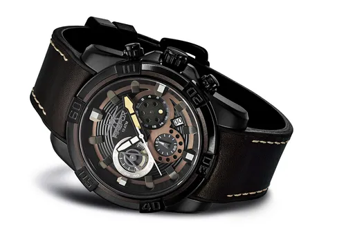 FIREFOX SKIPPER Edelstahl Chronograph Herrenuhr schwarz Silikon FFS285 10 ATM