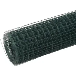 vidaXL Maschendraht 10x1,5m Grün - Ideal für Garten und Tierhaltung - Maschendrahtzaun aus robustem, PVC-beschichtetem Stahl, perfekt für den Schutz von Pflanzen und den Bau von Volieren oder Käfigen. Witterungsbeständig und einfach zu montieren.