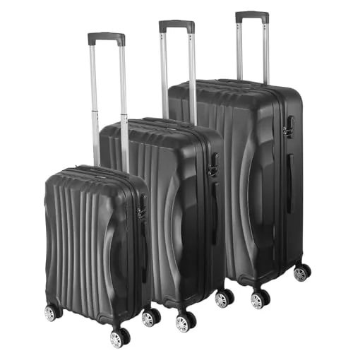 Laroqx Hartschalenkoffer Set 3 Teilig, Schwarz