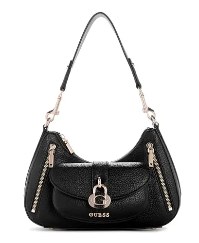 Guess Jeans JESSA Damentasche schwarz - Stylische Handtasche mit abnehmbarem Schultergriff, mehreren Fächern für optimale Organisation und schützendem Reißverschluss. Ideal für den Alltag.
