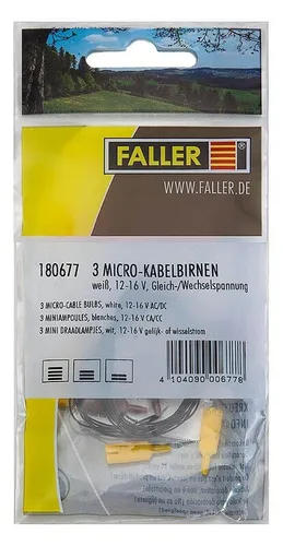 FALLER 180677 3 Micro-Kabelbirnen, weiß, 12-16 V