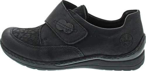 Rieker Klettschuh Schwarz Gr. 39 – Bequemer Komfort - Rieker Antistress Klettschuh mit gepolsterter Lederdecksohle. Flexibel, leicht und schockabsorbierend für optimalen Tragekomfort. Modisch und praktisch mit extra weitem Klettverschluss.