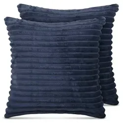 Bestlivings Dekokissen Cord-Optik (2er Pack), Sofakissen kuscheliger Bezug mit Reißverschluss - Kissen, Dekokissen blau 50 cm x 50 cm