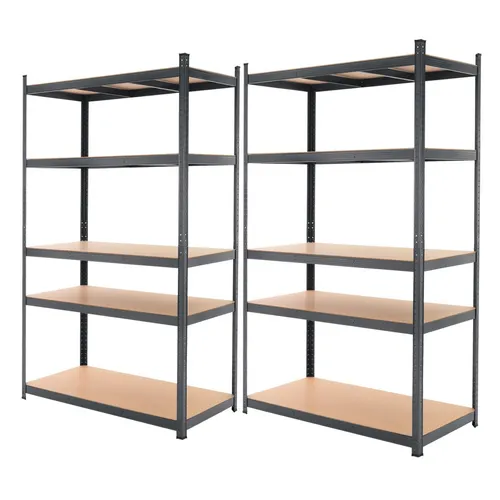 2er Set Schwerlastregal 200x100x60cm Anthrazit - Regalsysteme für Haus und Garten, robustes Metallgestell mit MDF Regalböden, bis zu 175 kg Tragkraft pro Boden – ideal für Werkstätten oder Lager.