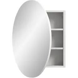 xonox.home Badezimmer Riff Spiegelschrank - Rund, Weiß, 70x70 cm - Spiegelschrank für das Bad, modernes Design mit praktischen Stauraum und großer Spiegelfläche für eine helle Atmosphäre. Hergestellt aus FSC-zertifiziertem Holzwerkstoff für Nachhaltigkeit.